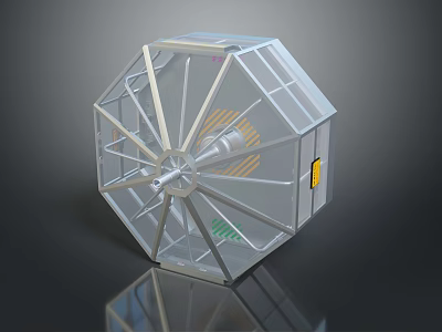 Scenic Landscape View Through Transparent Octahedral Observation Structure With Rotating Wheel 3d model