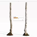 Natural Wood Tree Trunks with Stone Base for Decorative Landscaping Use 3d model