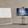 Whiteboard With Hand Drawn Diagrams And Display Stand Showing Starry Sky Wonders 3D Indoor Setting