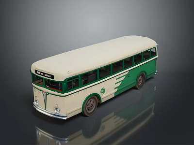 Vintage London Bus Model With Cream And Green Exterior And Reflective Surface Design 3d model