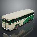 Vintage London Bus Model With Cream And Green Exterior And Reflective Surface Design