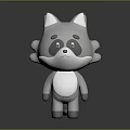 Cartoon Raccoon Character With Gray Body White Belly Cute 3D Rendered On Dark Background