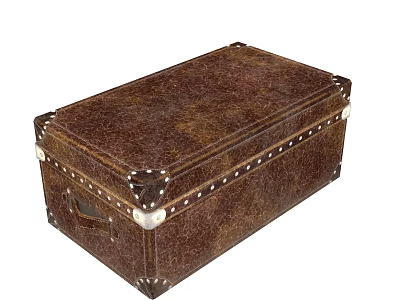 Vintage Brown Leather Trunk With Decorative Rivet Accents And Classic Craftsmanship 3d model
