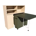 Green Tabletop Dining Table With Wooden Storage Shelves Rolling Cabinet And White Frame