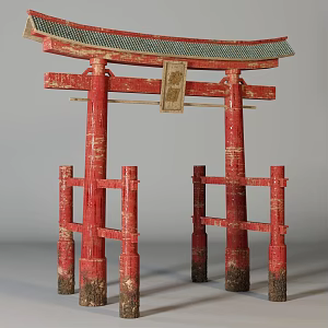 Japanese-style Bird House Gate Temple Shrine Wooden Gate Japanese-style Bird House Gate Ancient Architecture 3d model