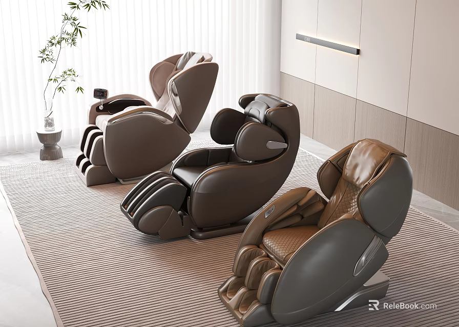 Modern Luxury Massage Chairs In Brown Gray Leather For Living Room Relaxation 3d model 
