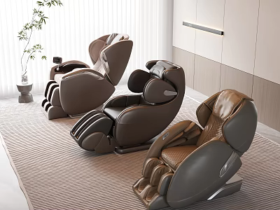 Modern Luxury Massage Chairs In Brown Gray Leather For Living Room Relaxation 3d model