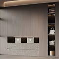 Modern Wooden Wardrobe Design Featuring Closed Cabinets Open Shelves And Storage Drawers