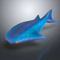 Blue Purple Gradient Shark Aquatic Animal With Yellow Eyes 3D Rendering 3d model