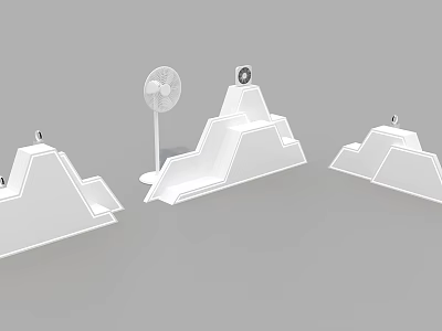 White Mountain Shaped Objects With Small Round Tops And A Fan 3d model