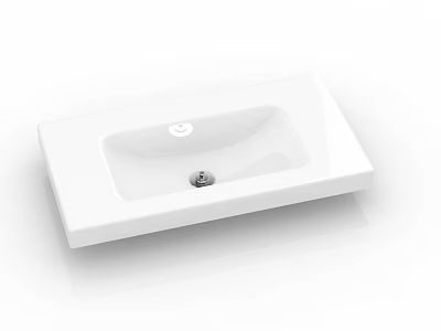 Modern White Rectangular Ceramic Bathroom Sink With Stylish Single Bowl Design 3d model