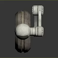 White Robotic Character With Mechanical Arm Large Wheel And Warning Label On Cylindrical Body