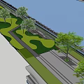 Scenic Riverfront Park Pathway With Bicycle Lane Greenery And People Activities