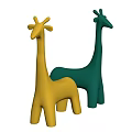 Giraffe Shaped Stools In Yellow And Green For Kids Room Decoration