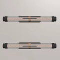 Modern Wall Lamps With White Body Black Base Brown Decorative Strip On Light Background Wall