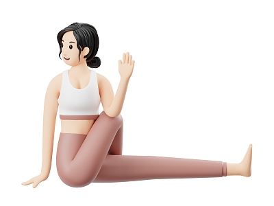 Modern Yoga Do Yoga Cartoon Woman Anime Woman 3d model