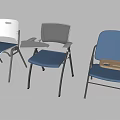 Folding Office Chairs with Mesh Backrests Blue and Gray Writing Tablets 3d model