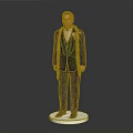 Man In Black Suit With Flower Garland Standing On White Pedestal