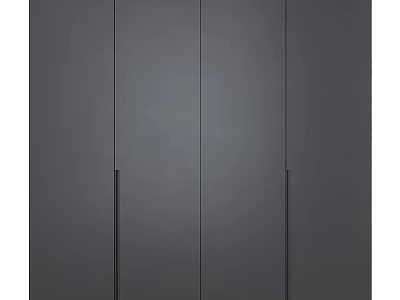 Sleek Gray Storage Cabinet With Vertical Black Handles And Minimalist Design 3d model