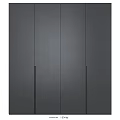 Sleek Gray Storage Cabinet With Vertical Black Handles And Minimalist Design