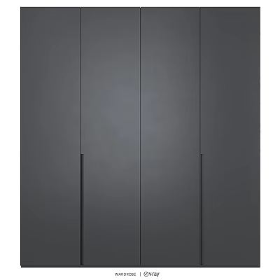Sleek Gray Storage Cabinet With Vertical Black Handles And Minimalist Design 3d model