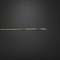 Ancient Primitive Spear With Intricate Carved Spearhead And Wooden Shaft Design