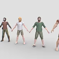Multiple 3D Characters With Varied Outfits Hairstyles And Casual Poses