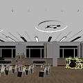 Art And Books Themed Classroom Interior With Chairs And Bookshelves
