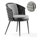Modern Woven Dining Chair With Grey Cushion And Comfortable Armrest