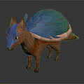 Mythical Fox Character With Blue Head Orange Body And Green Blue Feathered Back
