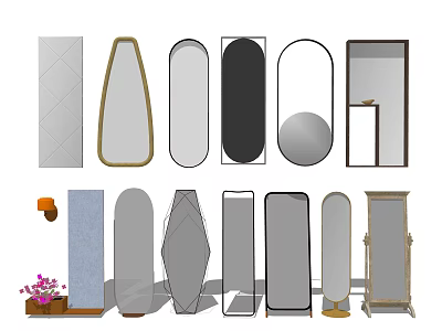 Various Stylish Mirror Designs With Different Shapes And Frame Styles For Home Decor 3d model