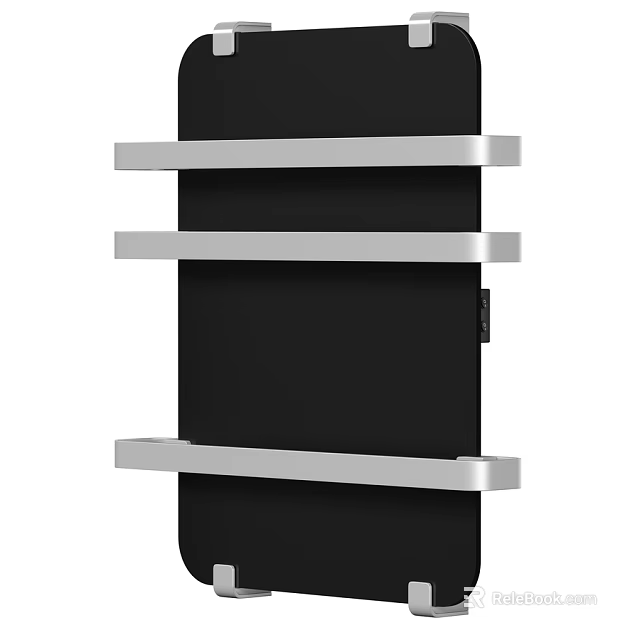 Modern Bathroom Accessories Wall Mounted Silver Metal Shelves For Storage 3d model 