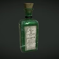 Vintage Green Glass Perfume Bottle With Cork Stopper And Classic Label Design