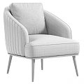 Modern Leisure Chair With Light Beige Upholstery And Vertical Tufted Sides On Slim Black Legs
