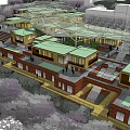 Modern Commercial Street Design With Multiple Buildings Pedestrian Areas Greenery And Steps