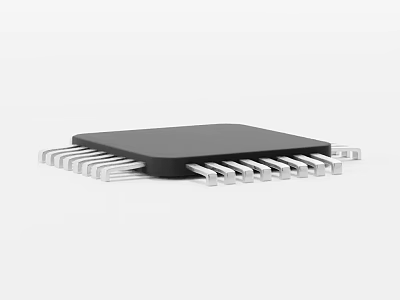 Black Computer Chip With Metal Pins Semiconductor Processor For Computer Systems 3d model