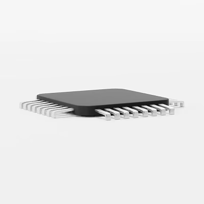 Black Computer Chip With Metal Pins Semiconductor Processor For Computer Systems 3d model