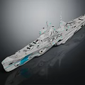 Futuristic Warship With White Blue Exterior And Modern Advanced Design Features
