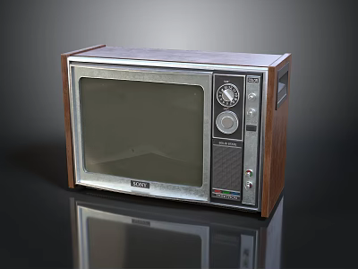 Classic Vintage Television Featuring Wooden Frame Front Dials And Control Buttons 3d model