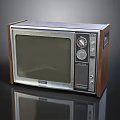 Classic Vintage Television Featuring Wooden Frame Front Dials And Control Buttons
