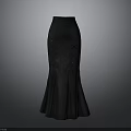 Elegant Gray Mermaid Style Skirt With Laced Waist And Flared Hem Design Details