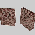 Decorative Ornament Set With Two Shopping Bags Red Brown Pattern And Black Handles