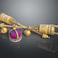 Luxury Gold Jewelry Collection Featuring Purple Crown And Ornate Decorative Designs