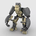 Building Blocks Gorilla Model Gray And Beige Detailed Muscular Assembled Figure