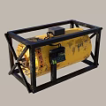 Yellow Gas Cylinder in Black Metal Frame with Electronic Device and GAS Label