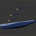 Blue Streamlined Futuristic Vehicle With Two Illuminated Blue Rods On Dark Background