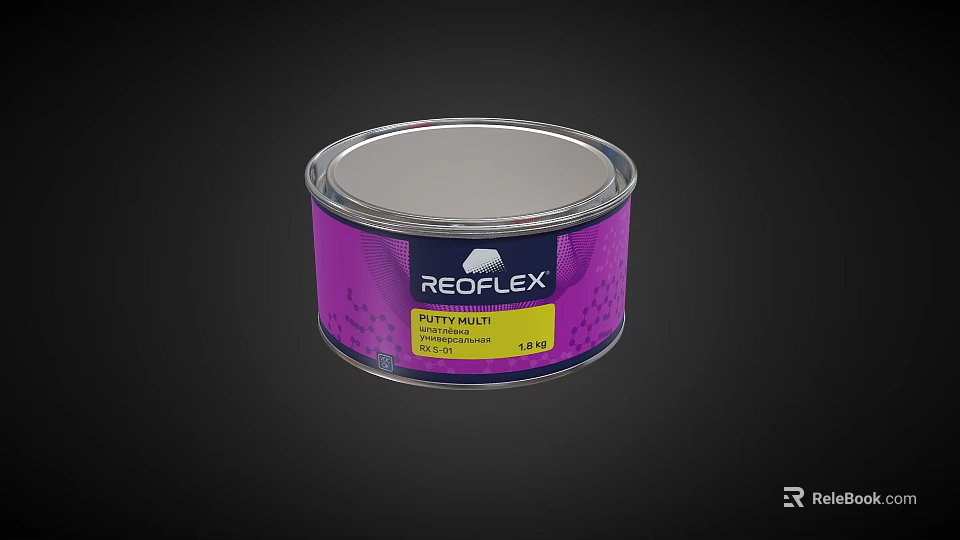 Reoflex Duty Mint Putty Mix Food Product In Jar With Purple Label 3d model 