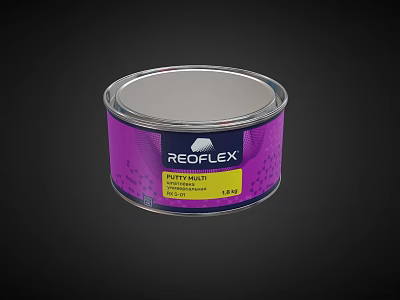 Reoflex Duty Mint Putty Mix Food Product In Jar With Purple Label 3d model
