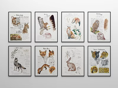 Modern Animal Painting Animal Notes Decorative Hanging Painting 3d model