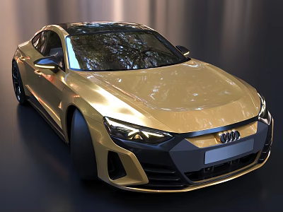 Golden Audi Sports Car With Modern Sleek Body And Front Grille Design 3d model